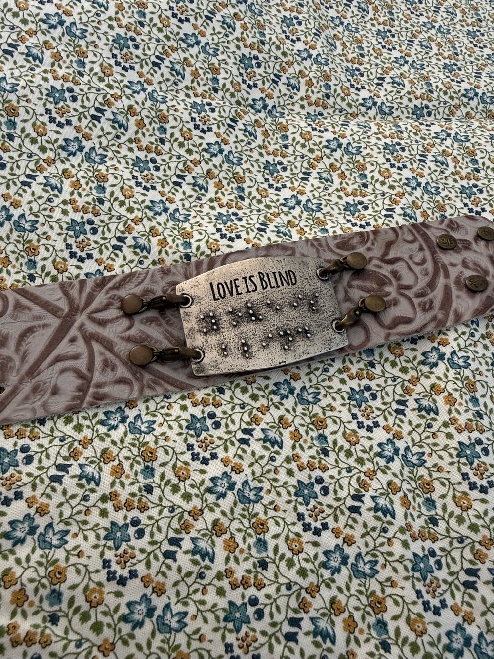 Love Is Blind Embossed Leather Bracelet